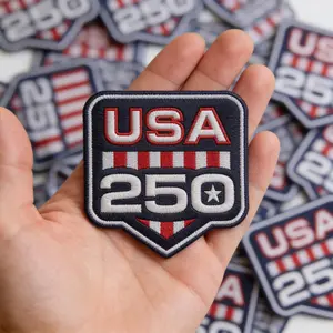USA 250th Anniversary Embroidered Patch Patriotic Iron On Badge American Flag Bicentennial Applique