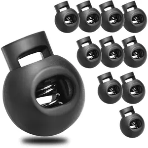 Round Cord locks, Plastic Toggle Spring Stopper for Drawstring Paracord Hat Clip Marathon Shoeslace Tent Pet Backpack
