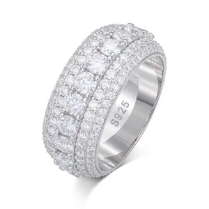 UCCIYO Iced Out Lab-Created Moissanite Rings For Men Hip Hop Pave Setting S925 Sterling Silver Rings Hip Hop Jewelry FallFreshness day gift