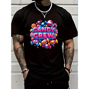 100% Cotton Cute Halloween Candy Crew, Candyland Sour Patch T-Shirt Unisex Premium Soft Comfort Crew Tee Undershirts Plus Size Oversized T-Shirt