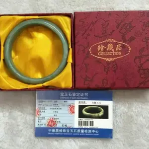 Natural Jade Bangle, Turquoise Green, with Gift Box and Authenticity Certificate