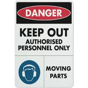 Danger Construction Site Sign Keep Out Hearing Ppe Sign Warning Sticker-Security Sign Outdoor Sign 12 X 8 Inches