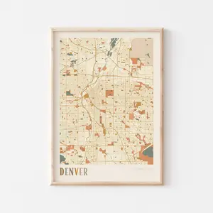 Denver Map Poster Wall Art City Print Colorado United States Boho
