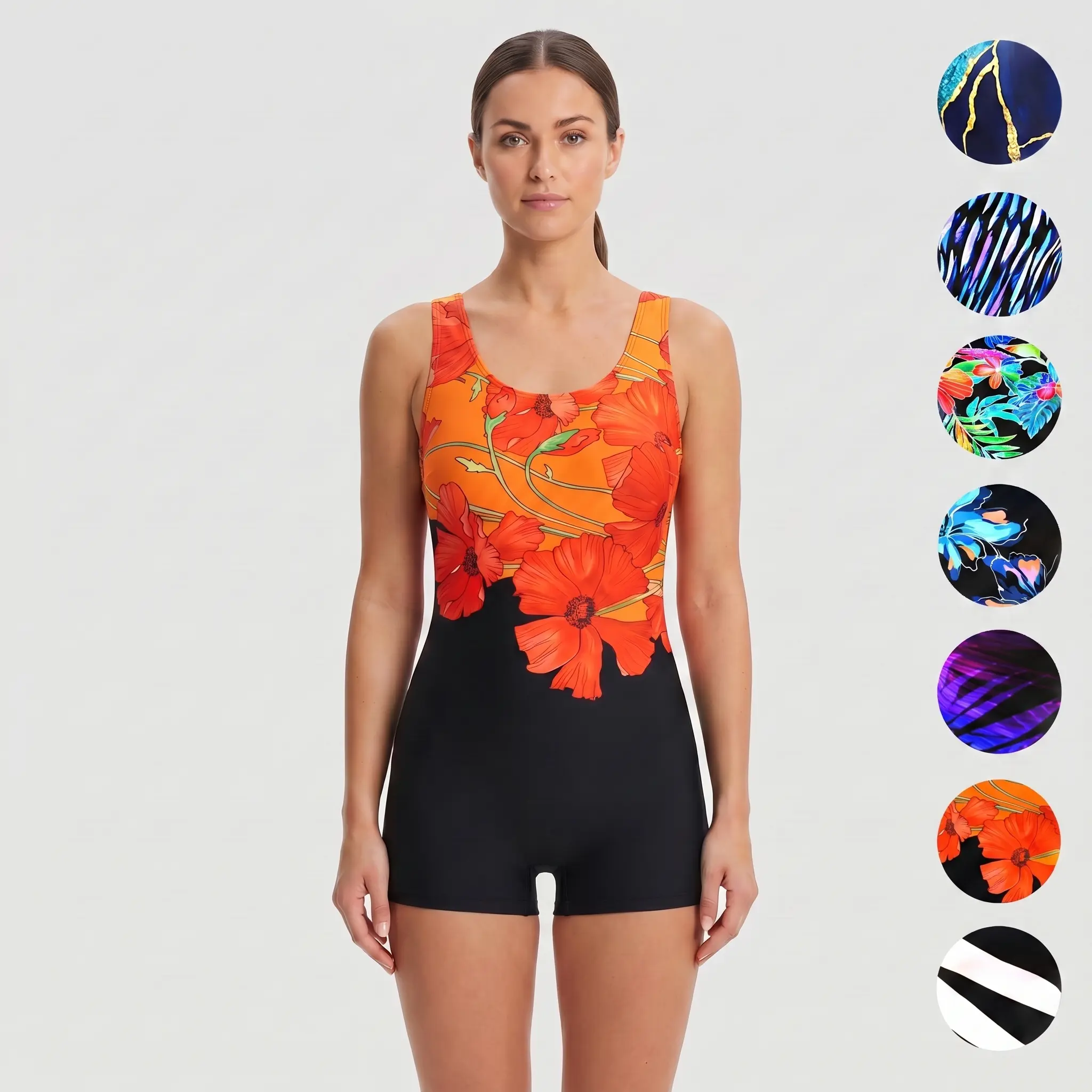 Women's Printed Tight 1-Piece Swimsuit & Tankini Set, Sleeveless Casual Swim Dress, Multi-Color, Suitable for Beach, Holiday Vacation (Note: We recommend ordering 1 size up)
