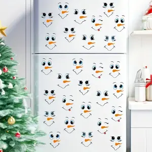 300pcs Snowman Face Stickers, Reusable PVC Decals for Fridge, Party Favors, Home Decor, Assorted Colors, Winter & New Year Decoration