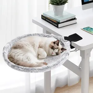 Cat Desk Bed with Clamping Base, Compact Fit, Foldable Removable Fabric Cover, Sturdy Space-Saving Nest, Easy Wash, 40lbs Weight Capacity, Suitable for All Cat Sizes, Ideal for Office/Game Table tiktokshopspringglowup,summervibes