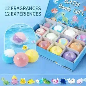 1box，Bath Ball Gift Set with Surprise Toy, Gentle Bubble Bath for Kids, Natural Safe Bath Balls, Fun Bath Essentials, Ideal Child Gift