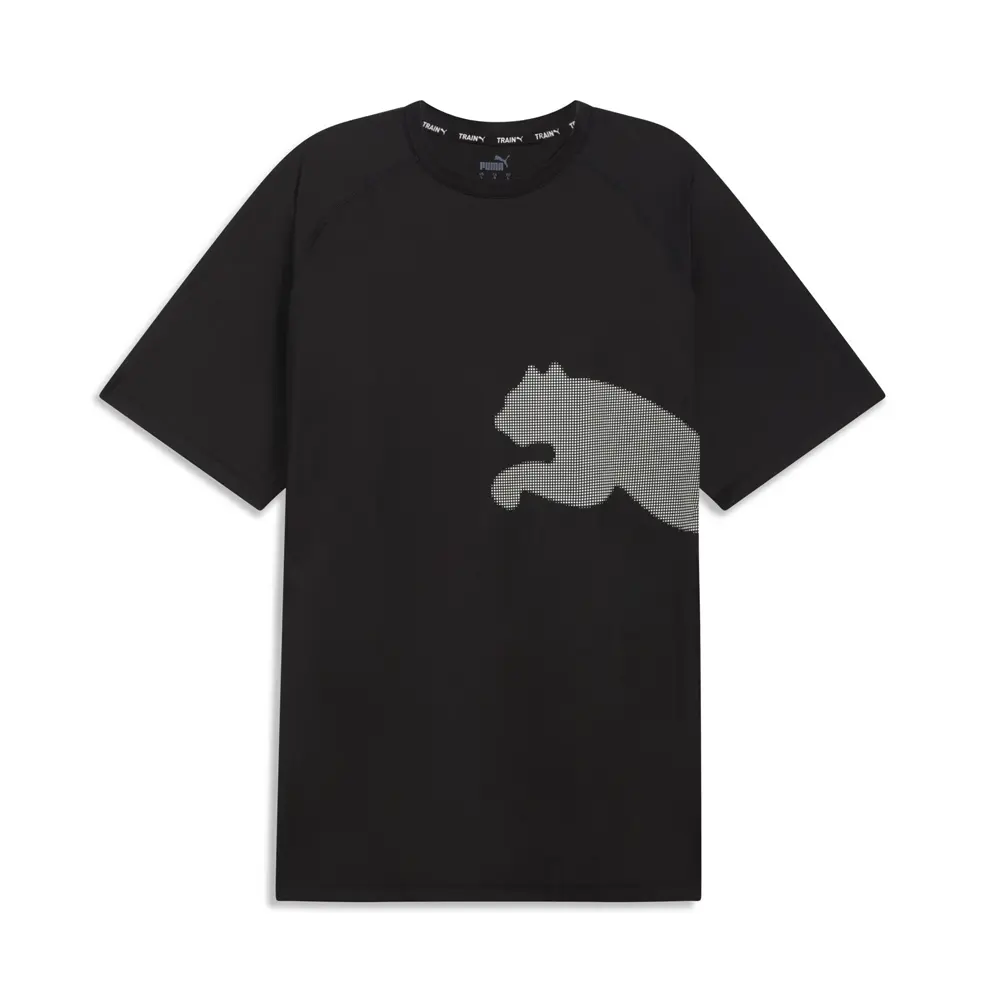 PUMA Mens Train All Day Cat Crew Neck Short Sleeve Athletic Training Casual Tops Casual - Black