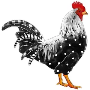 12"H X 11.75"L Metal/Embossed Rooster Black