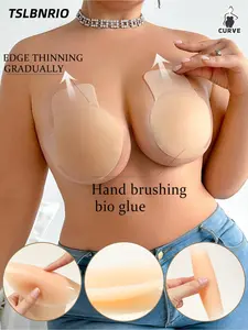 Solid Silicone Pull-up Breast Paste Bras Two Pair of Anti-sagging Upper-support Flat Mouth Invisible and Traceless Washable Reusable to Create Natural Erect Curve