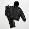 men's sweatsuit set Outdoor Windproof full zipper closure Jacket Stylish Hooded Athletic Coat Straight-Leg Casual pants para men 2 piece sets Athleisure Outfits Athleisure Tracksuit Set