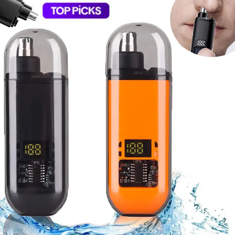 Cordless Nose and Ear Hair Trimmer with Dual-Edge Blades, Rechargeable & Ergonomic Eyebrow Shaver with LED Display, IPX7 Waterproof for a Painless, Safe Trim, Cordless Nose Trimmer, Removal Nose & Ear Hair Trimmers