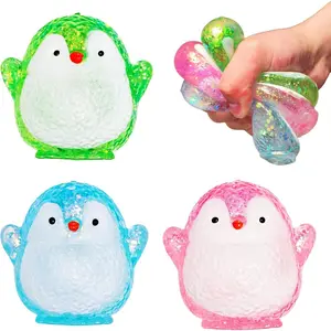 3Pcs Penguin Stress Balls Squishy Toys for Adults Kids, Squishy Penguin Sugar Ball Sensory Toys, Squeeze Squishy Ball Fidget Toys for Anxiety Relief, Slow Rise Squishy Toy for Boys Girls
