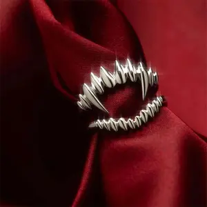 y2k simple and fashionable vampire tooth ring open ring adjustable daily matching