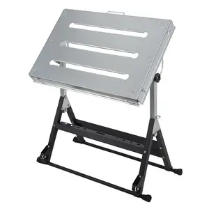 【GARVEE】Foldable Welding Table - Portable Workbench with Adjustable Height, 3 Tilt Angles, Steel Surface 30x20 to 44x21 Inches, Load Capacity 350-500lbs, On Wheels with Retractable Guide Rails for Garage and Shop