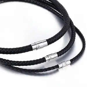 Hermah 4/6/8mm Man-made Leather Choker Necklace for Men Boys 16-22inch