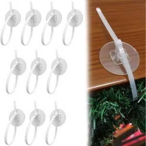 10 PCS 10" Adjustable Easter Mother's Day Garland Hangers Round Adhesive Hook Releasable Zip Ties Clips Wreath Holder for Mantle Fireplace Door Frame Furniture