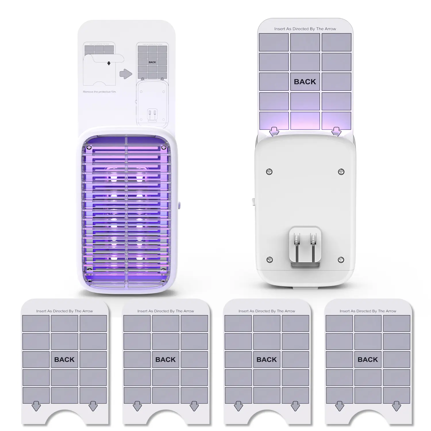 UV Blue Light Flying Insect Trap – Plug-in Bug Zapper for Gnats, Fruit Flies & House Flies (5 Glue Boards Included)