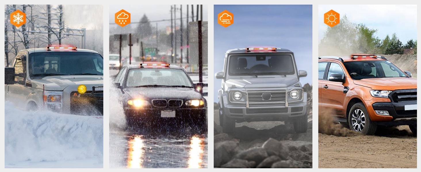 Nilight 29.5" Roof Top Strobe Lights 56LED Hazard work LED Flashing Light Bar Magnetic Mount 12V 24V Cars Trucks Tractors Snow Plows Construction Vehicles high intensity rear windshield visor