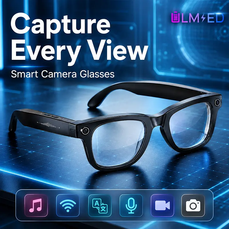 ULMIED Multifunctional Wireless Bluetooth Smart Glasses 2026 - Unisex Adults Hands-Free Device with 8MP HD POV Camera Video Recorder, Audio & Calls, 160+ Languages Real-Time Translation, Photochromic Lenses, Father's Day Gift for Travel & Daily Use, Sungl