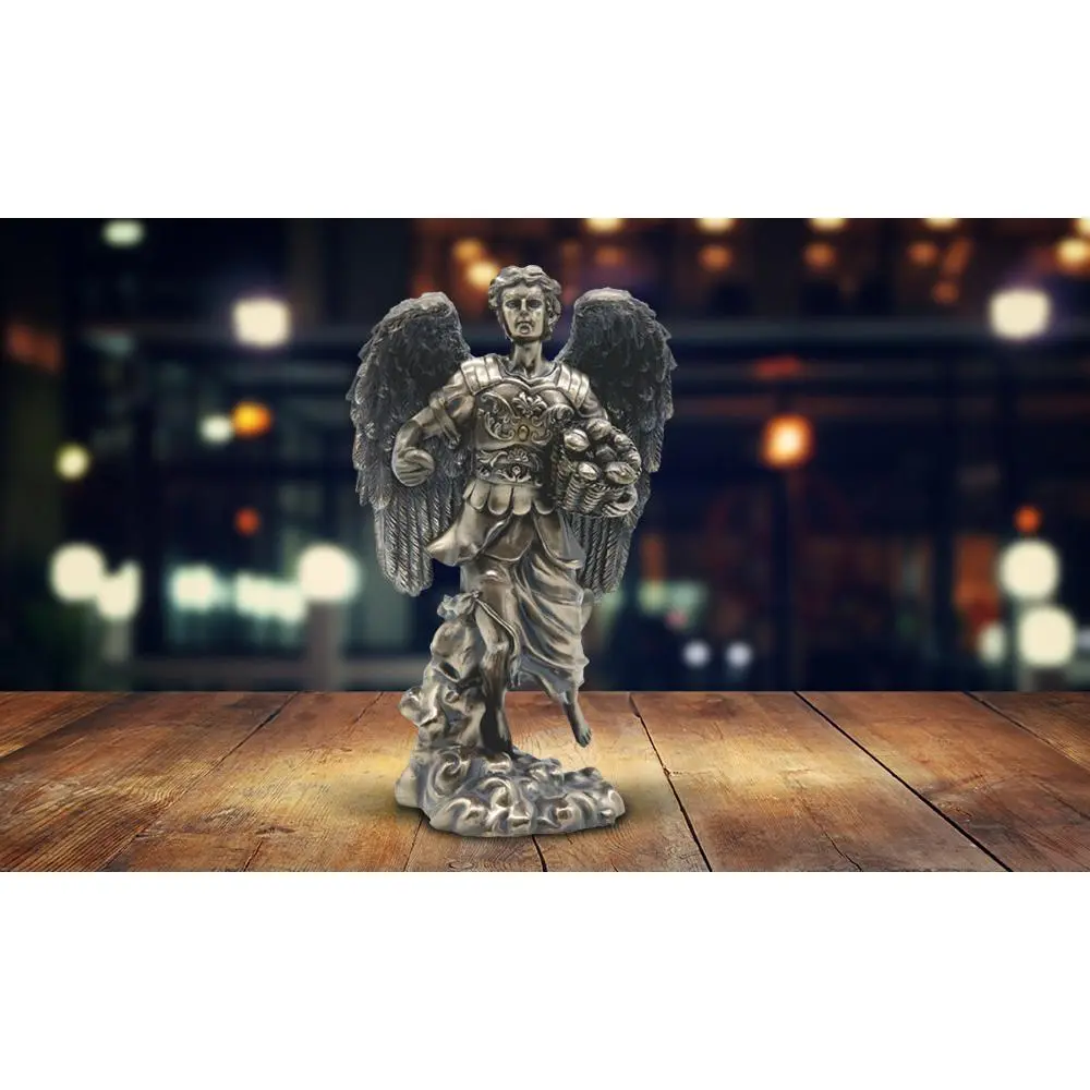 12"H Bronze Archangel Barachiel Statue Guardian Angels Holy Figurine Angel of Blessings Religious Decoration