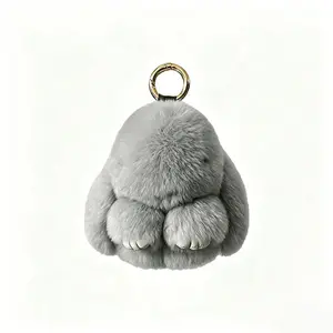 Adorable Rabbit Keychain Pink Gray Cute Plush Bunny Bag Charm Key Ring for Backpack Handbag Gift Ideas Women Girls