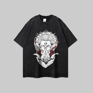 Anime Jujutsu Kaisen Sukuna Graphic Tee | Retro Washed Oversized Streetwear T-Shirt | Premium Vintage Anime Shirt, Perfect Gift for Otaku & Manga Fans