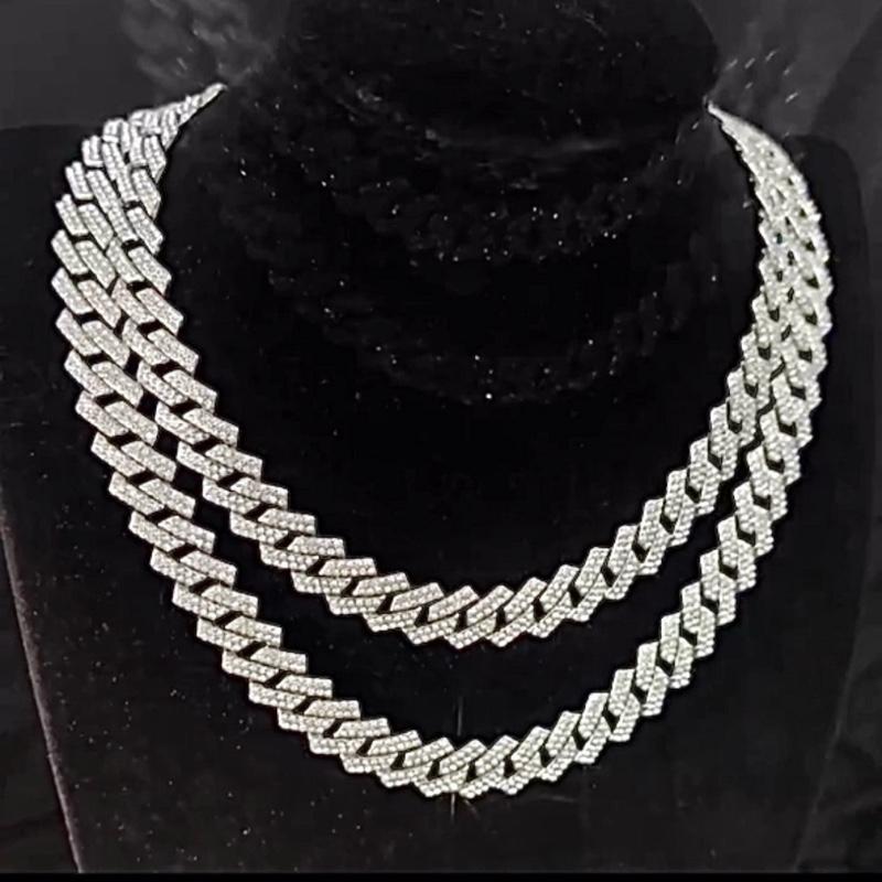 Cuban Link Chain for Men Women Diamond Necklaces Iced Out Chain Hip Hop Necklace Thick Silvery Chain