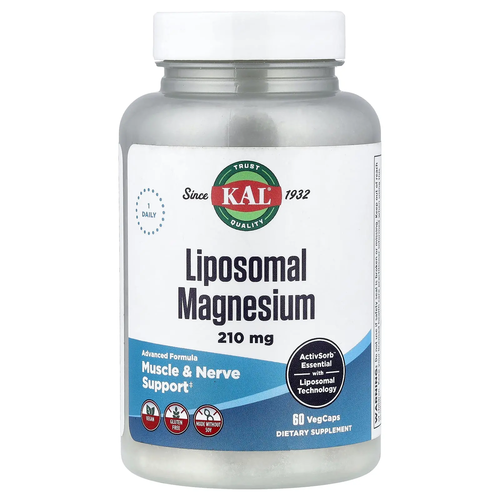 KAL Liposomal Magnesium , 210 mg , 60 VegCaps