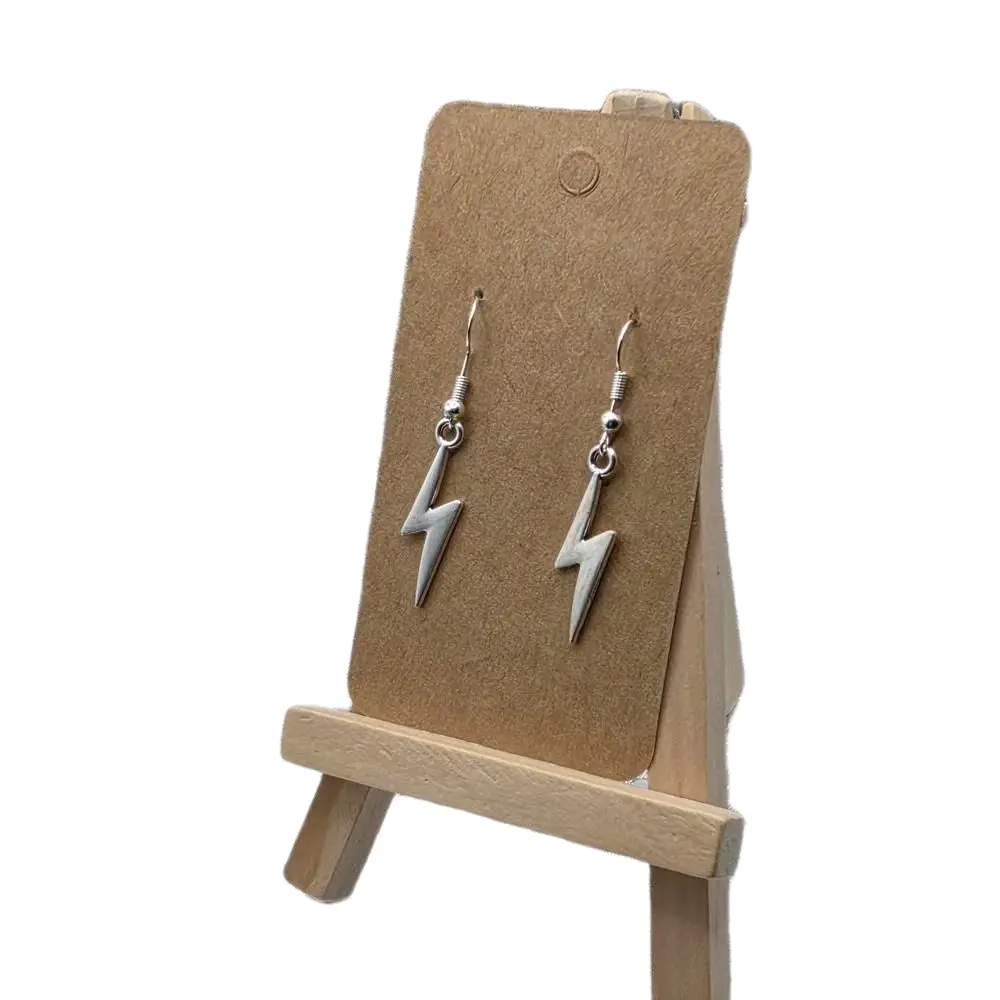 Unisex Solid Metal Lightning Bolt Dangle Earrings - Polished, Stylish Design for Everyday Wear