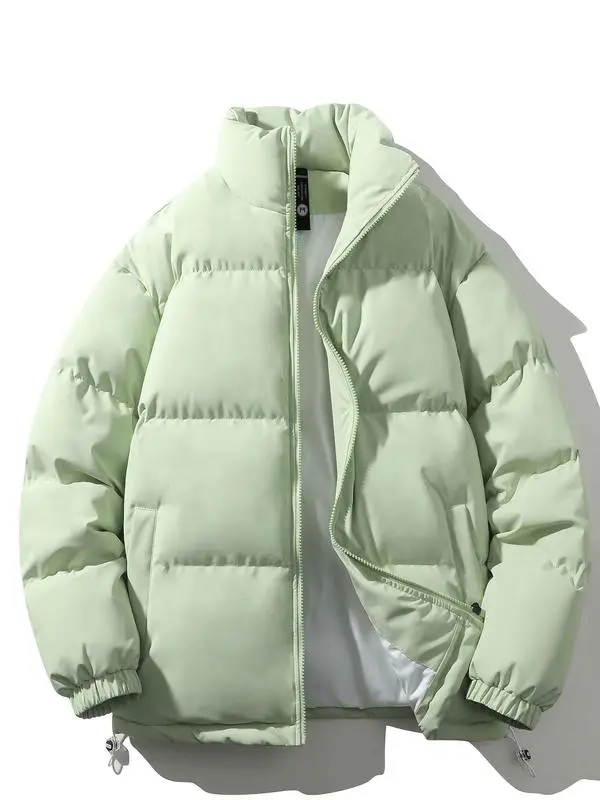 Men's Solid Zip Up Drawstring Pocket Funnel Neck Coat, Regular Fit Casual Long Sleeve Thermal Outerwear for Fall & Winter, Men's Clothes for Daily WearGift Men's Solid Zip Up Drawstring Pocket Funnel Neck Coat, Regular Fit Casual Long Sleeve Thermal Outerwear for Fall & Winter, Men's Clothes for Daily WearGift