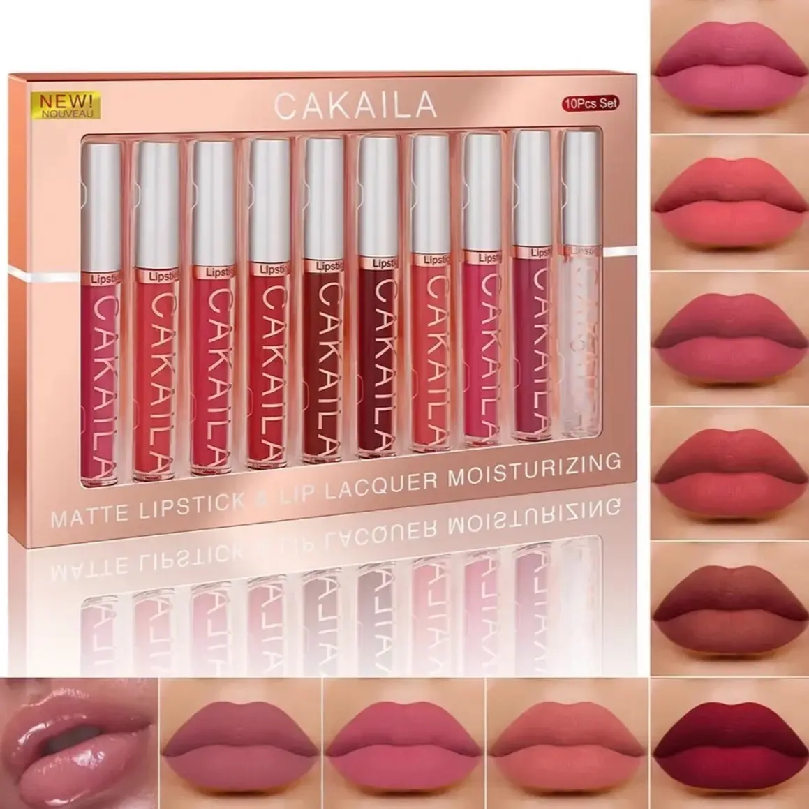 10-Piece Waterproof Matte Lipstick Set - Labial Matte Resistente al Agua