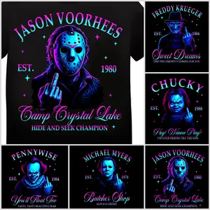 Neon Middle Finger Horror Characters Shirt Bundle, Movie Killers Neon Sweatshirt, Horror Characters Hoodie, Series Killer Halloween, Scary Movie Shirt, Spooky Season, Halloween Sweatshirt, Everyday Womenswear Check, Fit Everyday Menswear Check