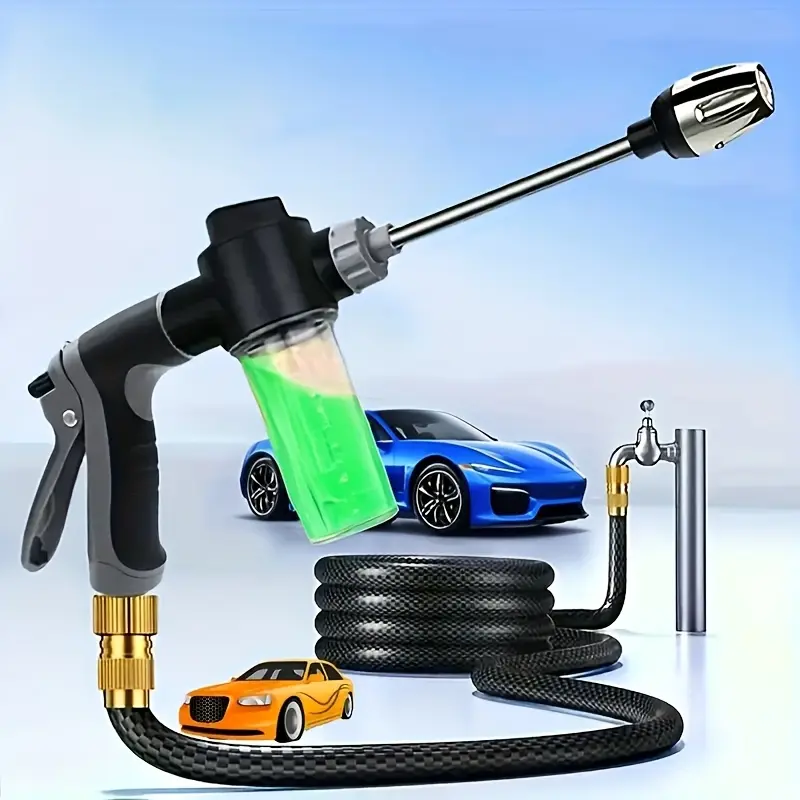 Heavy Duty Foam Car Wash Gun – High Pressure Vehicle Cleaner, Adjustable Nozzle, Long Handle
