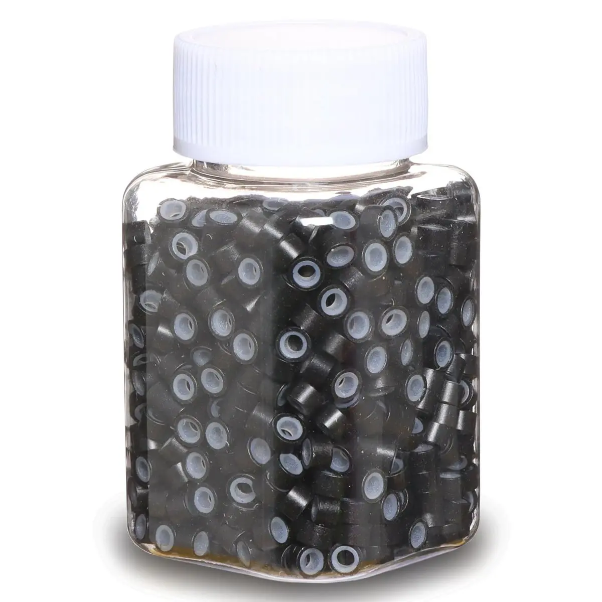 Silicone-Lined Micro Rings, 1000-Piece 5mm Beaded Haircare Extension Tool Hair Styling Accessories for I-Tip Tinsel Protection, Black & Brown, 2 Layer With Silicone, Two-Layer