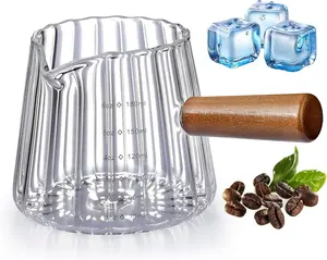 6OZ Espresso Cups Glass,  Espresso Shot Cup With V-Shaped Mouth, Glass Measuring Cup, Markings in both oz & ml