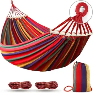Single Person Portable Camping Hammock, 550 Lbs Capacity, Comfortable Fabric, Anti-Tip Balance Bars, Durable Tree Straps, Ideal for Outdoor Use