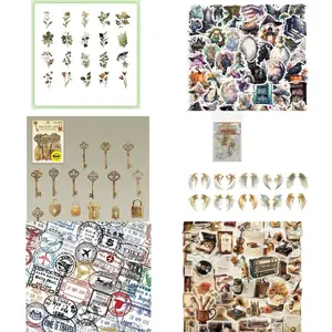 7.0-Sticker and Paper Material Pack for Junk Journaling, Scrapbooking, and Mixed Crafts