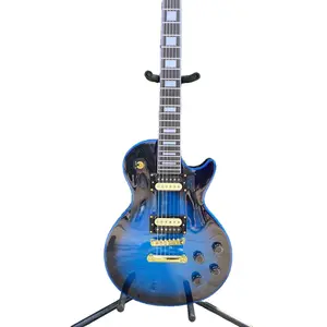 Custom Blue Black Burst LP Guitar with flame maple top H-H pickup