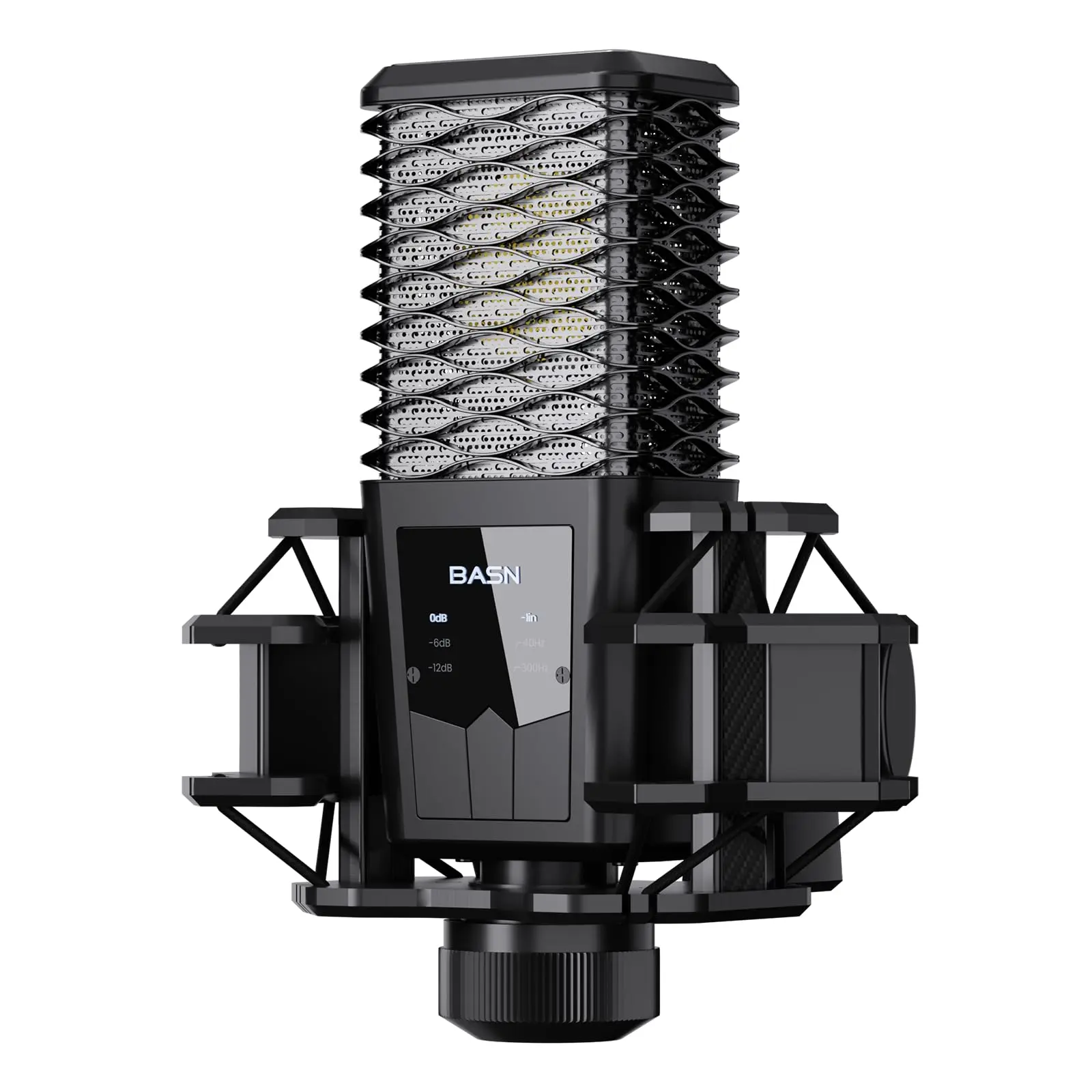 BASN BMS2 Large Diaphragm Unidirectional Cardioid XLR Studio Condenser Microphone - Podcast Studio Equipment, Streaming Setup, -33db Sensitivity, Phantom Powered, 20hz-20khz - Black Audio Mic for Recording, Podcasting, Smartphone Compatible, Pc & Laptop