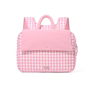 Women Plaid Patchwork Backpack Fashion Preppy Casual Travel School Bag