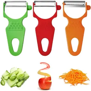 Vegetable Peelers, 3 Pack Potato Peelers For Apple,Fruit,Carrot,Zucchini,Cucumber,Potatoes, Stainless Steel Shredder Slicer Multifunctional Veggie and Fruit Peeler