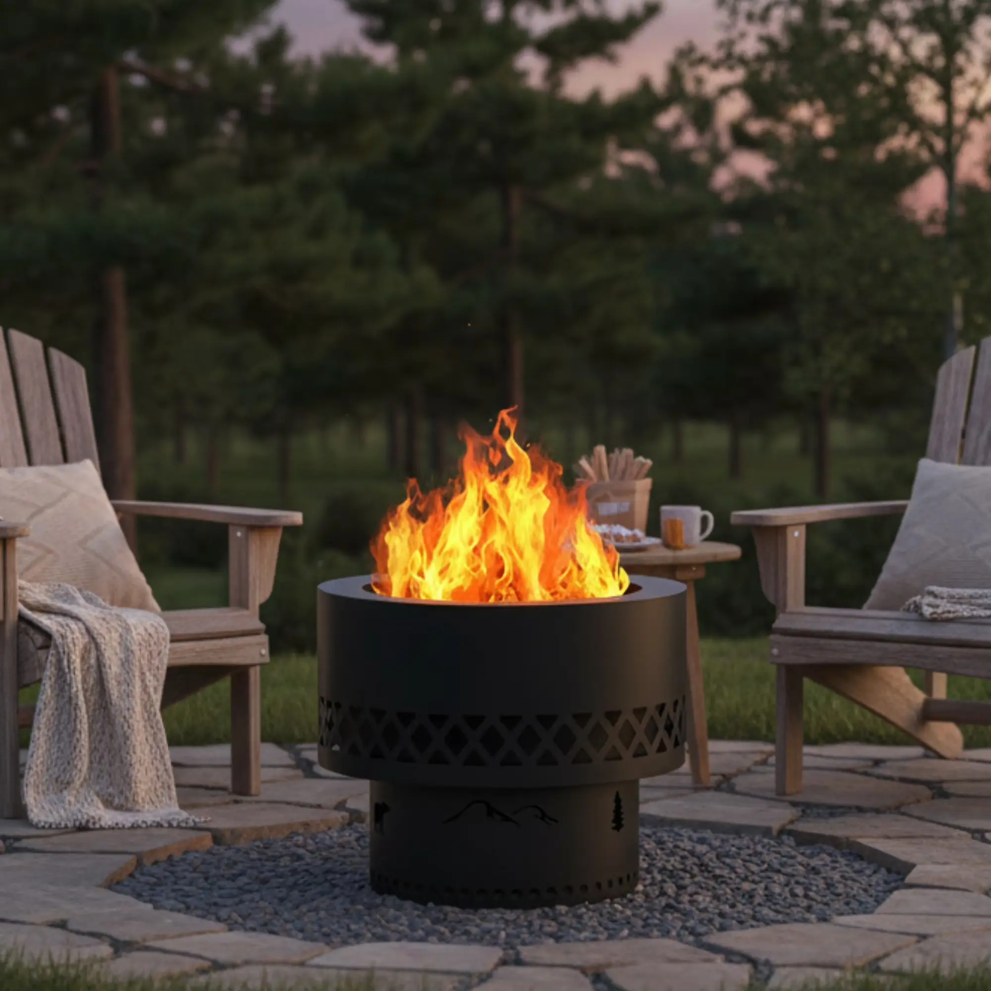 Wood Burning Fire Pit, 19" Smokeless Fire Pits with Removable Ash Pan for Outdoor, Black
