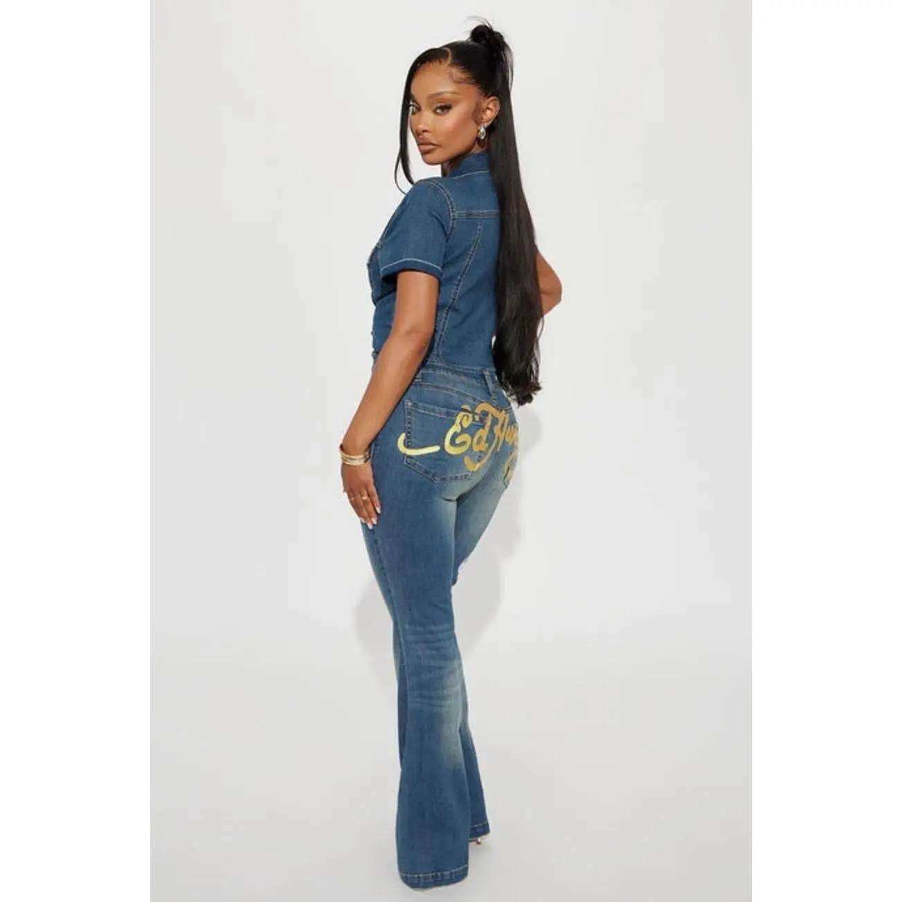 Ed Hardy NYC Denim Jumpsuit - Medium Wash Z