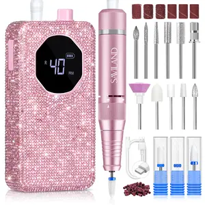SAVILAND Professional Nail Drill 40000 RPM: Portable Rechargeable Electric Nail File with a 4000mAh Battery Ceramic Drill Bits Sanding Bands