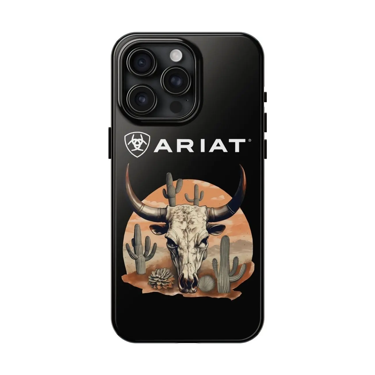 Ariat Western Cowboy Bull Skull Phone Case, iPhone 17 16 15 14 13 12 11 X 8 7 Pro Max/Pro/Mini, SAMSUNG GALAXY 21 S22 S23 S24 25 ULTRA PLUS Shockproof Anti-Drop Protective Cases L