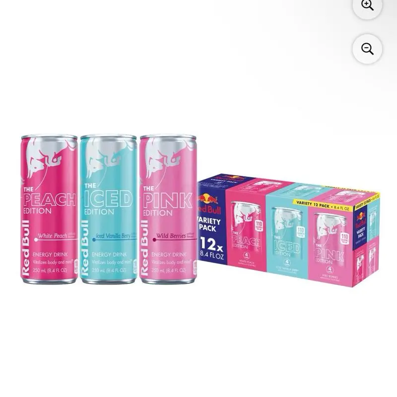 Red Bull Energy Drink Variety Pack Peach Iced Vanilla Berry Pink 12 Pack 8 4 Fl Oz Cans
