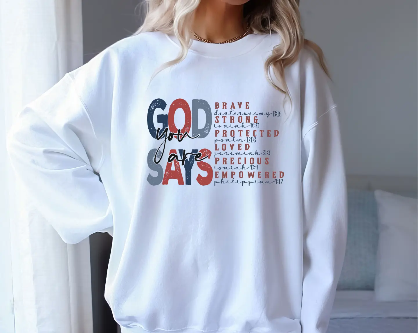 Bible Verse Sweater For 4th Of July, 4th Of July Independence Day, Christian Quotes Sweatshirt, God Says You Are, Fourth Of July Bible Verse Sweater