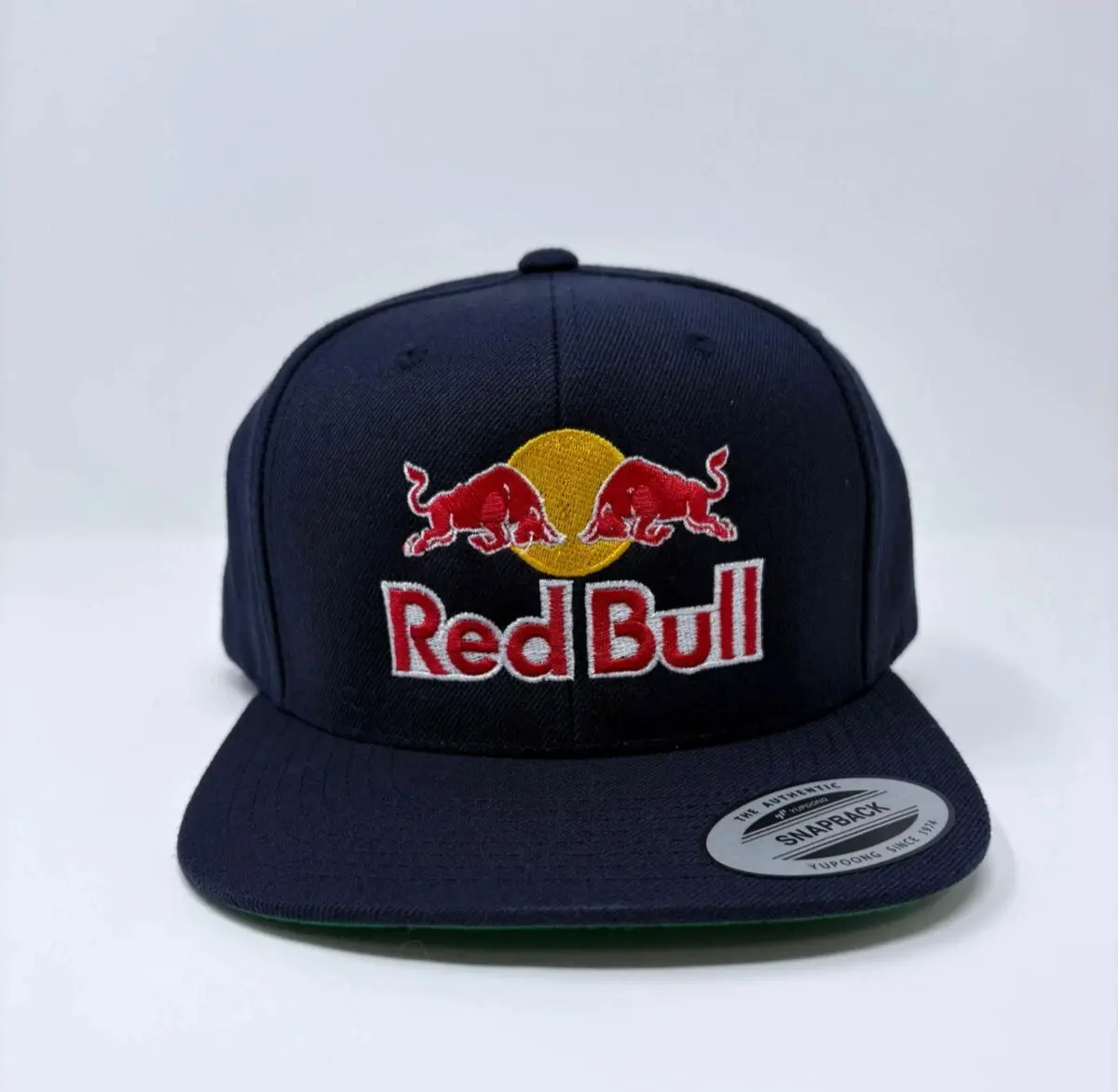 Red Bull Flat Bill Snapback Cap Yupoong Vintage Retro Navy Blue Redbull Hat