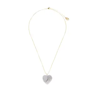 Heart of Howlite Stone Necklace with Dainty Gold Chain